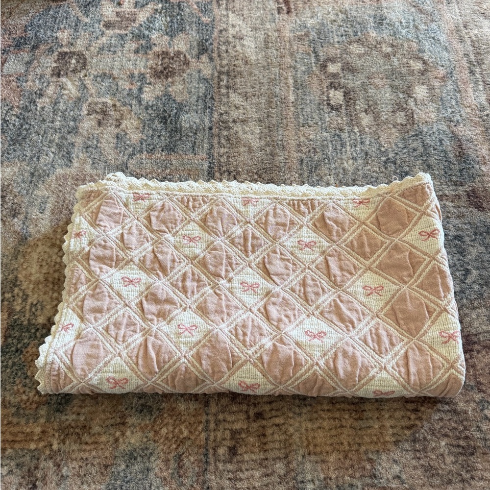 New grain pink bow baby girl blanket
